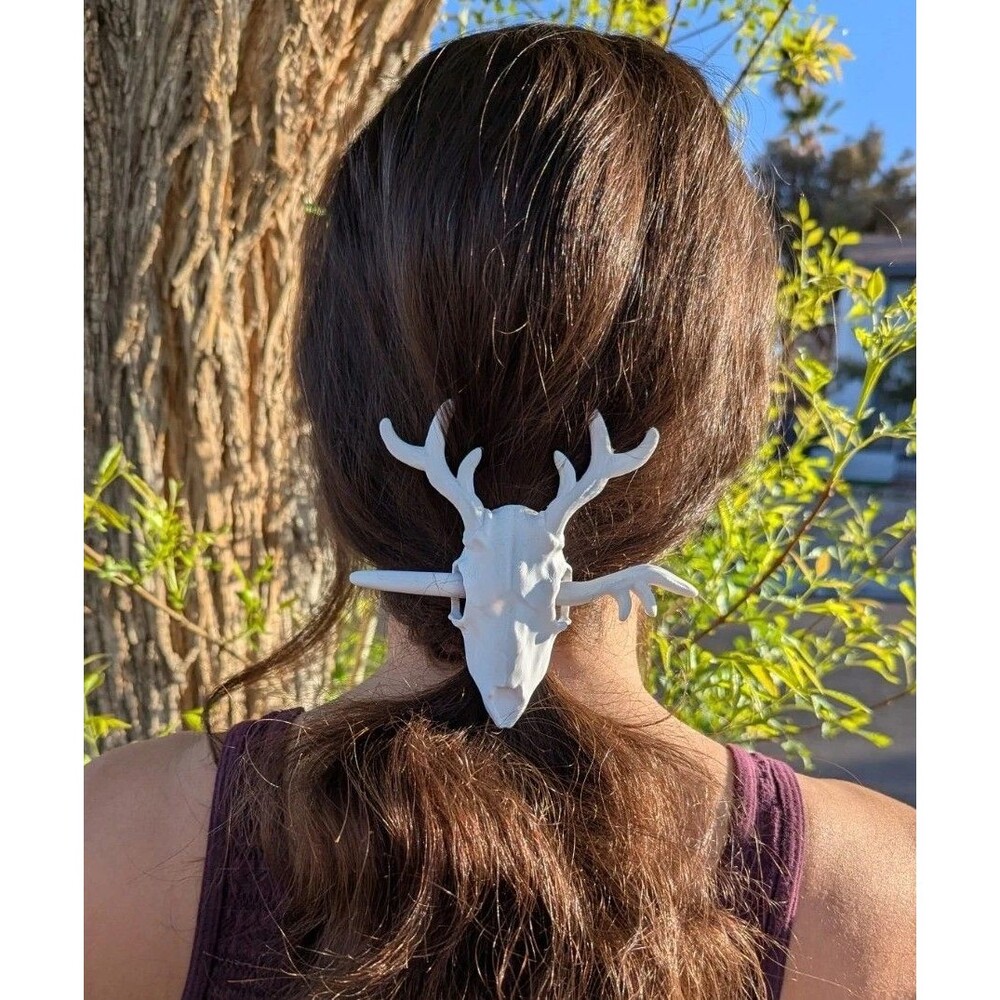 Deer Skull Hair Pin - Antler Hair Stick - Gothic Fantasy Wikka Cosplay Accessory